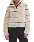 ფოტო #1 პროდუქტის Womens Faux-Leather Trim Faux-Fur Short Coat