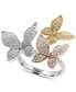 ფოტო #1 პროდუქტის Trio by EFFY® Diamond Pavé Butterfly Ring (5/8 ct. t.w.) in 14K Yellow, White and Rose Gold