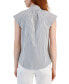 Women's Cotton Striped Bow-Neck Short-Sleeve Blouse