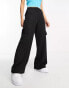 Фото #8 товара Miss Selfridge Petite wide leg cargo trouser in black