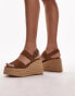 Topshop Jesse suede two part espadrille wedge in brown