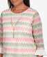 ფოტო #4 პროდუქტის Women's English Garden Zig Zag Texture Top with Necklace