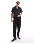 ASOS DESIGN boxy relaxed deep revere all over embroidered shirt in black Черный, 2XL - Chest 46-48 - фото #5