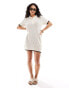 ASOS DESIGN knitted short sleeve stitch mini dress with tipped hem