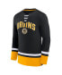 Фото #1 товара Men's Black Boston Bruins Back Pass Lace-Up Long Sleeve T-shirt