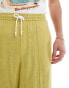 ASOS DESIGN smart extreme wide leg linen blend joggers in chartreuse