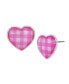 Pink Gingham Heart Stud Earrings