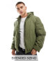 ASOS DESIGN shower resistant rubberized puffer jacket in green