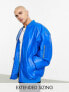 Фото #1 товара ASOS DESIGN extreme oversized leather look bomber jacket in cobalt blue