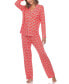 ფოტო #2 პროდუქტის Women's 2 Piece Long Sleeve Heart Print Pajama Set