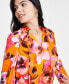 Фото #3 товара Women's Floral 3/4-Sleeve Top, Created for Macy's