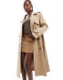 Фото #4 товара French Connection twill trench coat with contrast stripe back in camel