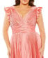 ფოტო #6 პროდუქტის Plus Size Flutter Sleeve Pleated V-Neck Gown