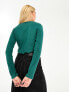 Aape by A Bathing Ape ribbed long sleeve button up crop top in green