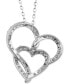 Фото #4 товара Macy's diamond Double Heart Pendant Necklace (1 ct. t.w.) in 10k White Gold, 16" + 2" extender
