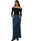 ფოტო #4 პროდუქტის Women's Panel Flare Denim Maxi Skirt