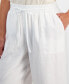 ფოტო #4 პროდუქტის Petite Cropped Linen Wide-Leg Drawstring Pants
