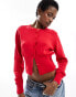 Фото #1 товара COLLUSION knitted cinched waist cardigan in red