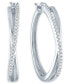 ფოტო #1 პროდუქტის Diamond Crossover Hoop Earrings (1/4 ct. t.w.) in Sterling Silver
