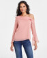 Фото #1 товара Women's Asymmetric Chain-Strap Top, Created for Macy's