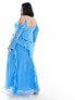 Forever New Curve long sleeve ruffle maxi dress in blue