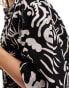 Фото #2 товара Iisla & Bird graphic print oversized resort beach shirt co-ord in black and white