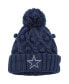 Фото #1 товара Big Girls Navy Dallas Cowboys Toasty Cuffed Knit Hat with Pom