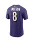 Фото #4 товара Men's Lamar Jackson Purple Baltimore Ravens Player Name and Number T-shirt