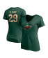 Women's Marc-Andre Fleury Green Minnesota Wild Authentic Stack Name and Number V-Neck T-shirt