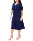Фото #3 товара Plus Size Twist-Front V-Neck Elbow-Sleeve Midi Dress