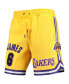 Фото #3 товара Men's LeBron James Gold Los Angeles Lakers Player Replica Shorts