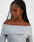 ფოტო #2 პროდუქტის Juniors' Off-The-Shoulder Ribbed Sweater