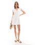 Фото #1 товара Miss Selfridge smock mini dress with broderie sleeves in white