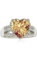 ფოტო #1 პროდუქტის Suzy Levian Sterling Silver Cubic Zirconia Heart-shape Orange Ring