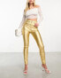 Фото #8 товара Stradivarius metallic high waist jean in brushed gold