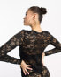 Фото #2 товара Flounce London sheer lace top in black co ord