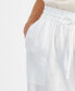 Petite Cropped Linen Wide-Leg Drawstring Pants
