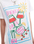 Reclaimed Vintage oversized t-shirt with dinner date print in white