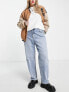Фото #1 товара Simply Be high waisted straight leg jeans in light blue wash