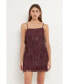 Women's Embellished Suede Fringe Mini Dress