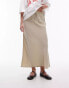 Topshop Petite Casual Twill Drawstring Skirt in sage