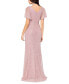 Women's Metallic Sequin Flutter-Sleeve Gown