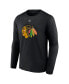 Men's Connor Bedard Black Chicago Blackhawks Authentic Stack Name and Number Long Sleeve T-shirt