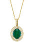 ფოტო #3 პროდუქტის EFFY® Emerald (1-1/2 ct. t.w) & Diamond (1/3 ct. t.w.) Oval Halo 18" Pendant Necklace in 14k Gold