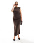 Фото #1 товара 4th & Reckless Plus exclusive sleeveless ruched high neck maxi dress in chocolate