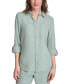 Фото #1 товара Women's Double-Crepe Button-Down Roll-Tab-Sleeve Shirt