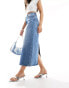 Фото #7 товара & Other Stories column denim midi skirt in midwash blue