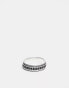 Фото #1 товара ASOS DESIGN band ring with black crystals in burnished silver tone