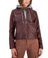 Фото #1 товара Куртка мото женская Jou Jou juniors' Faux-Leather Hooded, созданная для Macy's.