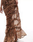 Фото #5 товара ASOS DESIGN tiered ruffle maxi skirt co-ord in leopard print